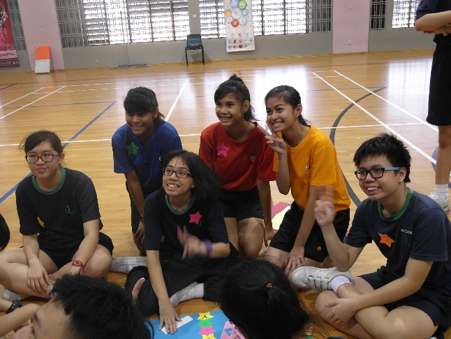 Working together happily... Pathlight School Secondary 3 students with Yio Chu Kang Secondary School students
