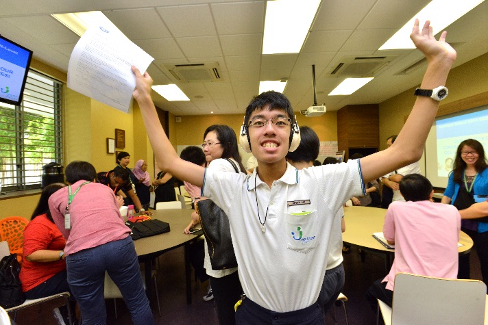 A jubilant student with his GCE ‘N’ Level result