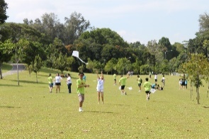 Members flying their own kite creations at Woodlands Waterfront Park